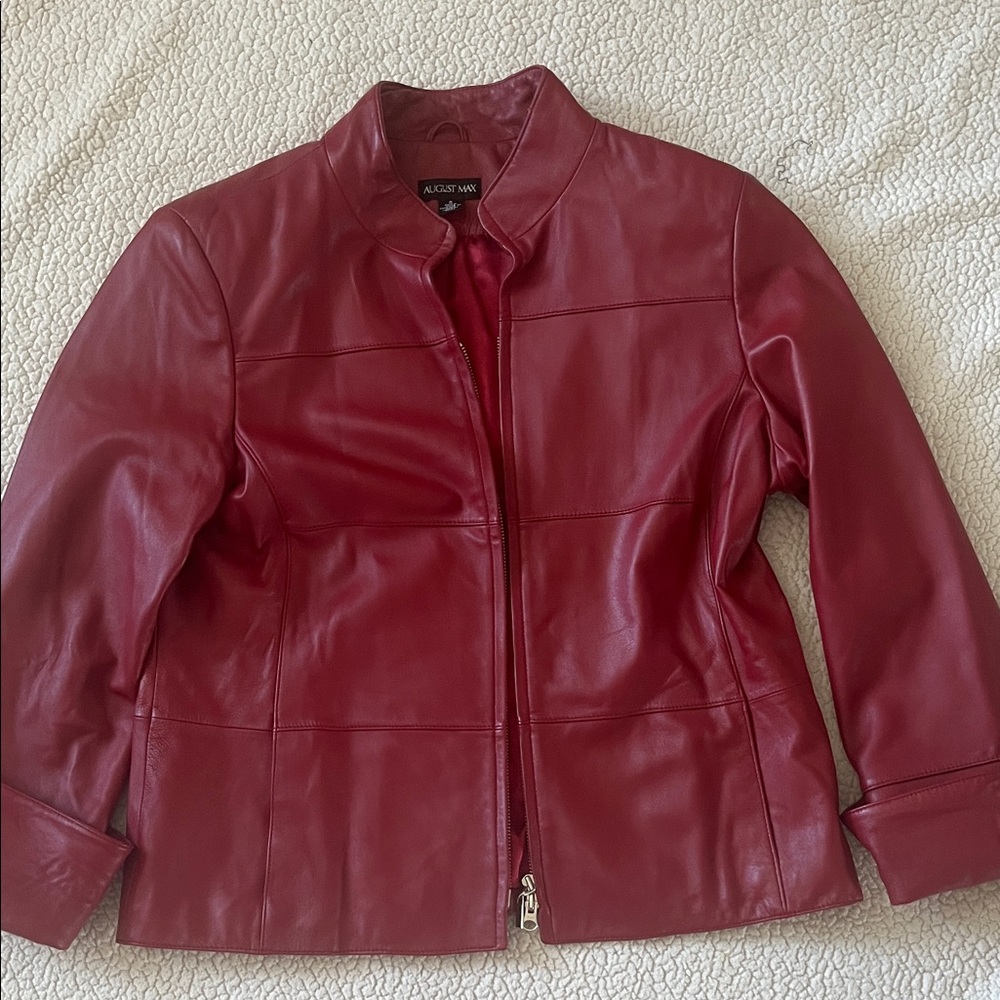 August Max Rich Red Leather Jacket